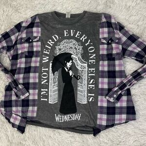 Gray and Purple Graphic Plaid Shirt